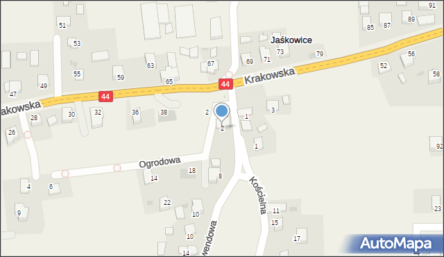 Jaśkowice, Lawendowa, 2, mapa Jaśkowice