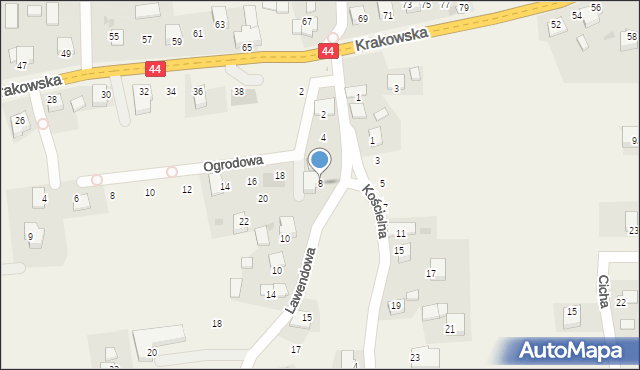 Jaśkowice, Lawendowa, 8, mapa Jaśkowice