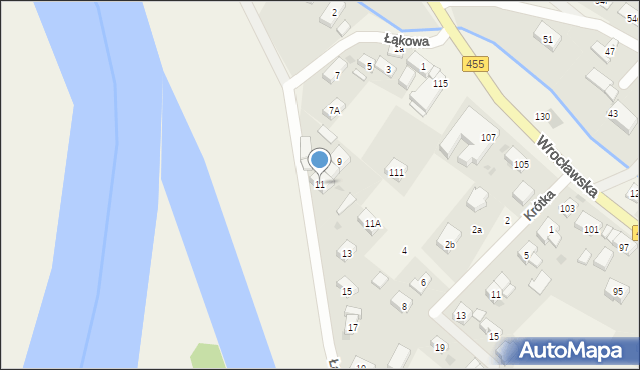 Kamieniec Wrocławski, Łąkowa, 11, mapa Kamieniec Wrocławski