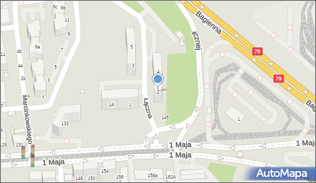 Katowice, Łączna, 2, mapa Katowic