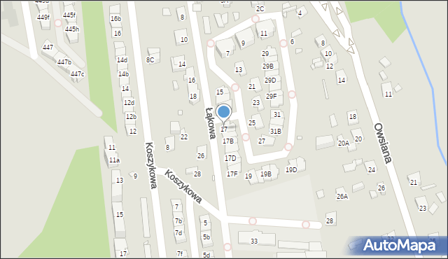 Katowice, Łąkowa, 17, mapa Katowic