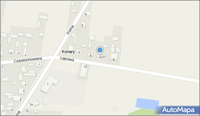 Konary, Łąkowa, 7, mapa Konary