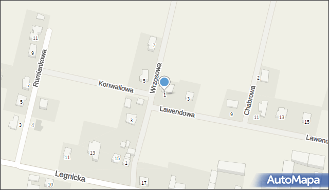 Koskowice, Lawendowa, 1, mapa Koskowice