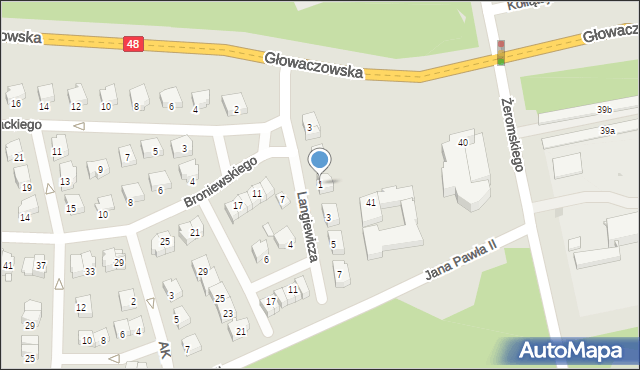 Kozienice, Langiewicza Mariana, gen., 1, mapa Kozienice