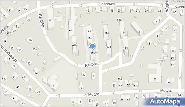 Kraków, Łanowa, 43b, mapa Krakowa