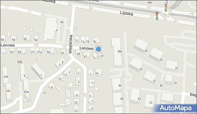 Kraków, Łanowa, 73, mapa Krakowa