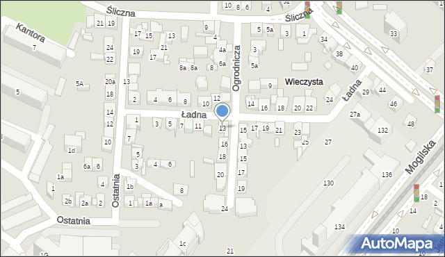 Kraków, Ładna, 13, mapa Krakowa