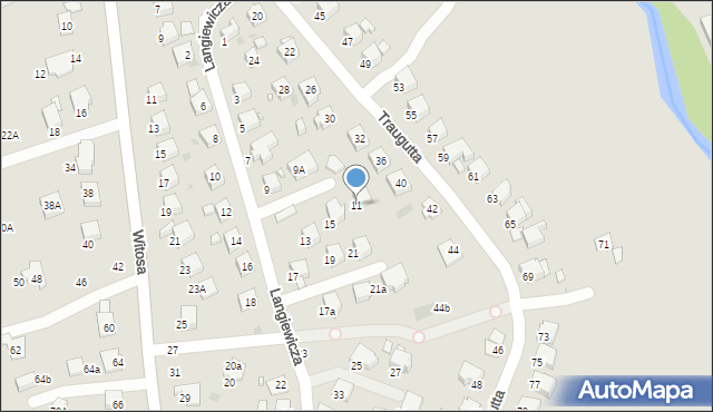Krosno, Langiewicza Mariana, gen., 11, mapa Krosna
