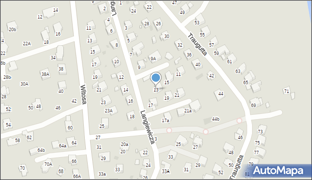 Krosno, Langiewicza Mariana, gen., 13, mapa Krosna