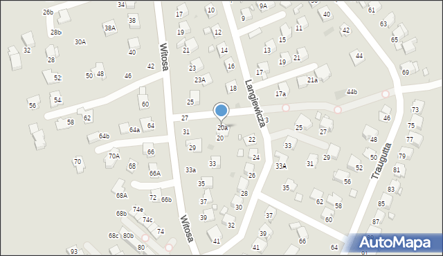 Krosno, Langiewicza Mariana, gen., 20a, mapa Krosna