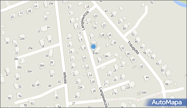 Krosno, Langiewicza Mariana, gen., 7, mapa Krosna