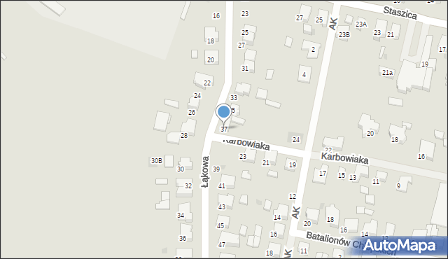 Krotoszyn, Łąkowa, 37, mapa Krotoszyna