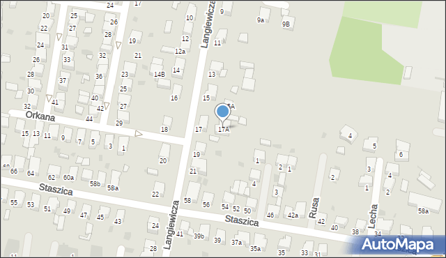Krotoszyn, Langiewicza Mariana, gen., 17A, mapa Krotoszyna