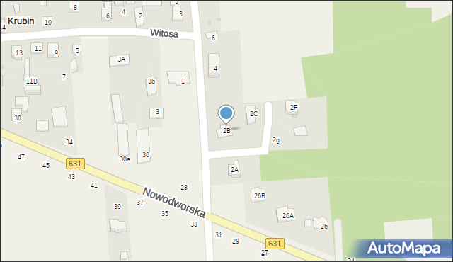 Krubin, Łabędziowa, 2B, mapa Krubin