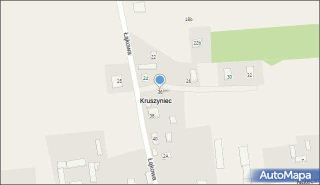 Kruszyniec, Łąkowa, 36, mapa Kruszyniec