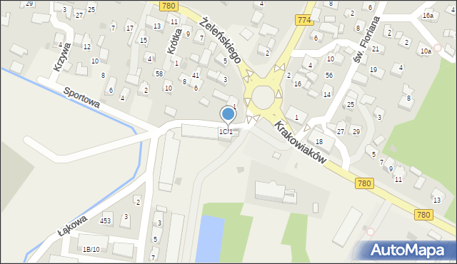 Kryspinów, Łąkowa, 1, mapa Kryspinów