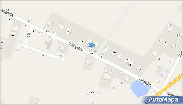 Księginice, Łabędzia, 18, mapa Księginice