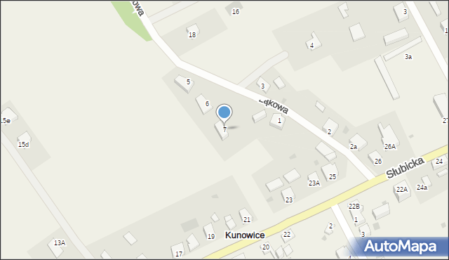 Kunowice, Łąkowa, 7, mapa Kunowice
