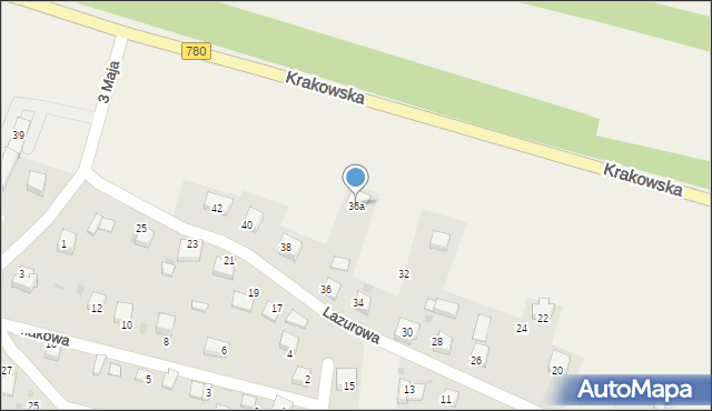 Kwaczała, Lazurowa, 36a, mapa Kwaczała