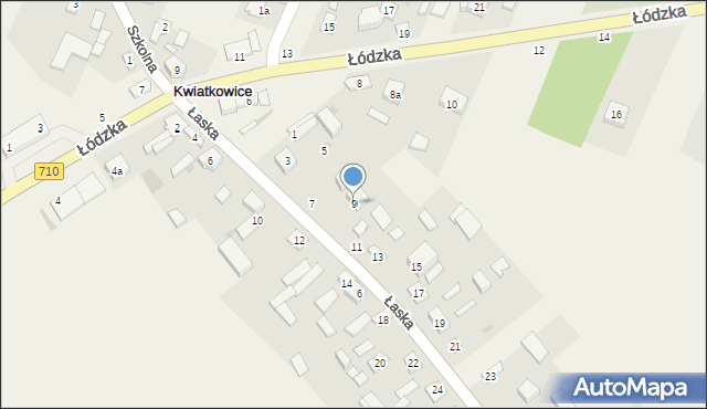 Kwiatkowice, Łaska, 9, mapa Kwiatkowice