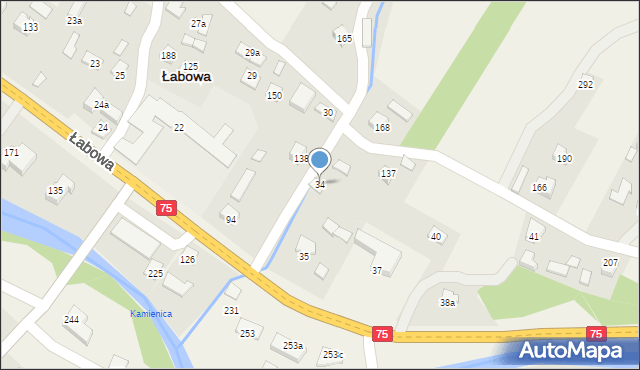 Łabowa, Łabowa, 34, mapa Łabowa