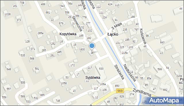 Łącko, Łącko, 18, mapa Łącko