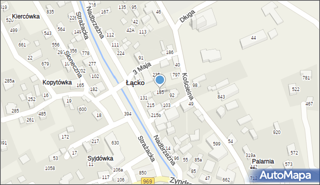 Łącko, Łącko, 185, mapa Łącko