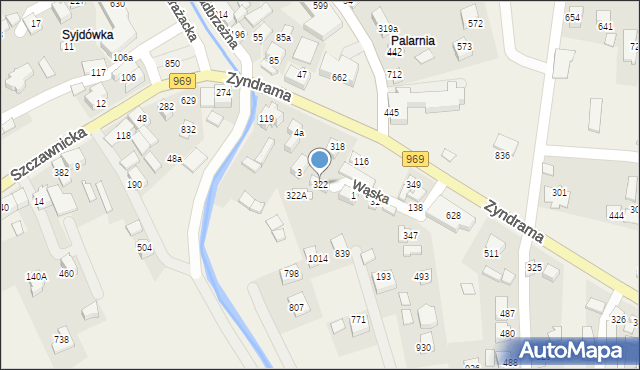 Łącko, Łącko, 322, mapa Łącko