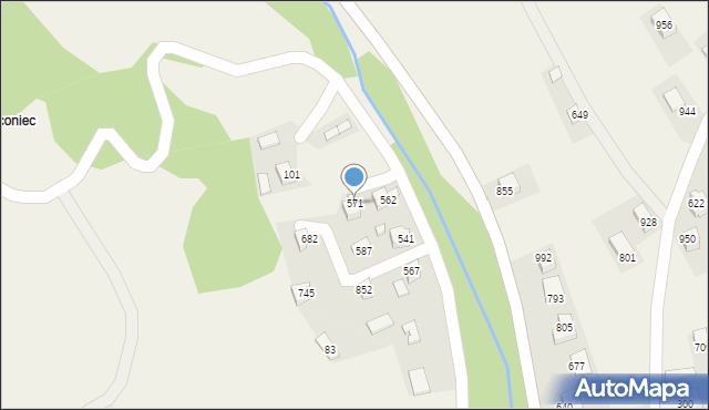 Łącko, Łącko, 571, mapa Łącko