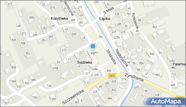 Łącko, Łącko, 630, mapa Łącko