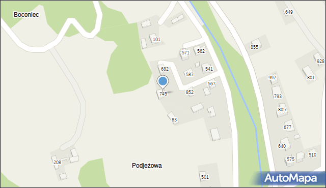 Łącko, Łącko, 745, mapa Łącko