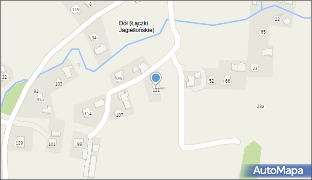 Łączki Jagiellońskie, Łączki Jagiellońskie, 121, mapa Łączki Jagiellońskie