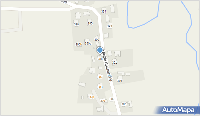 Łączki Kucharskie, Łączki Kucharskie, 389, mapa Łączki Kucharskie