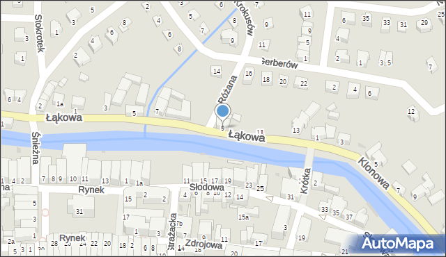 Lądek-Zdrój, Łąkowa, 9, mapa Lądek-Zdrój