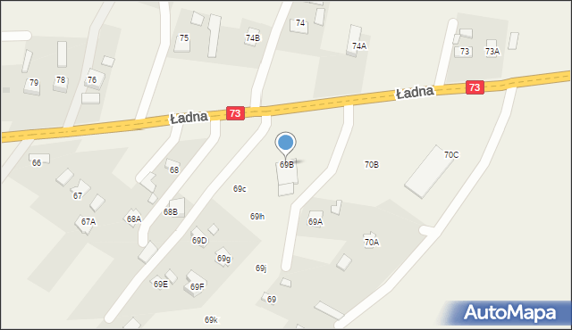 Ładna, Ładna, 69B, mapa Ładna