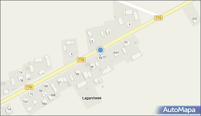 Łaganów, Łaganów, 64, mapa Łaganów