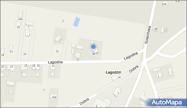 Łagodzin, Łagodna, 34, mapa Łagodzin