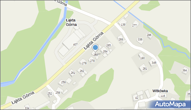 Łąkta Górna, Łąkta Górna, 260, mapa Łąkta Górna