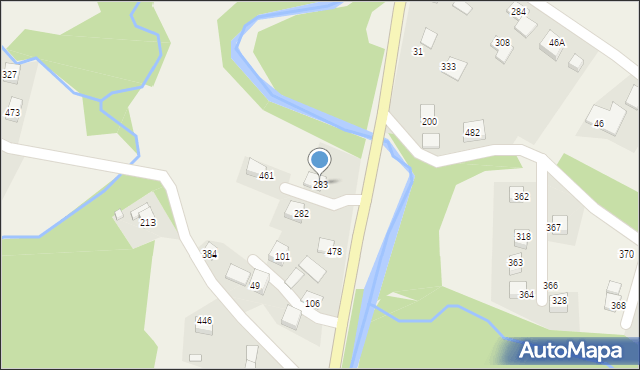 Łąkta Górna, Łąkta Górna, 283, mapa Łąkta Górna
