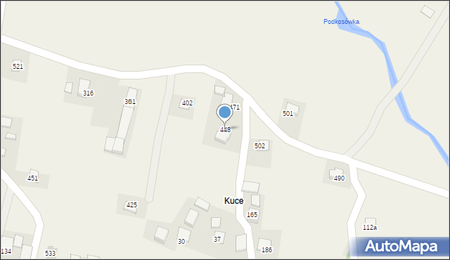 Łąkta Górna, Łąkta Górna, 448, mapa Łąkta Górna