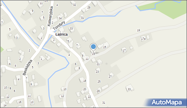 Lanckorona, Łaśnicka, 13, mapa Lanckorona