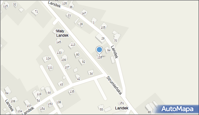 Landek, Landek, 116, mapa Landek