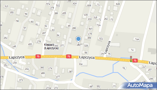 Łapczyca, Łapczyca, 281, mapa Łapczyca