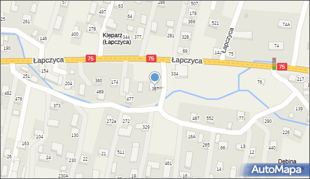 Łapczyca, Łapczyca, 387, mapa Łapczyca