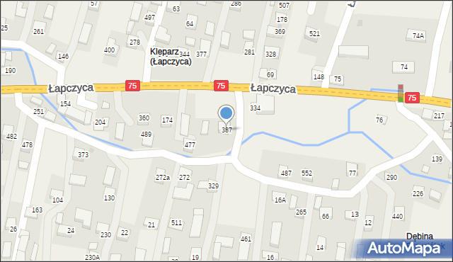 Łapczyca, Łapczyca, 387, mapa Łapczyca