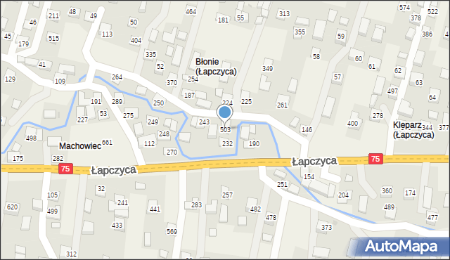 Łapczyca, Łapczyca, 503, mapa Łapczyca