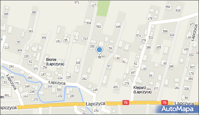Łapczyca, Łapczyca, 58, mapa Łapczyca