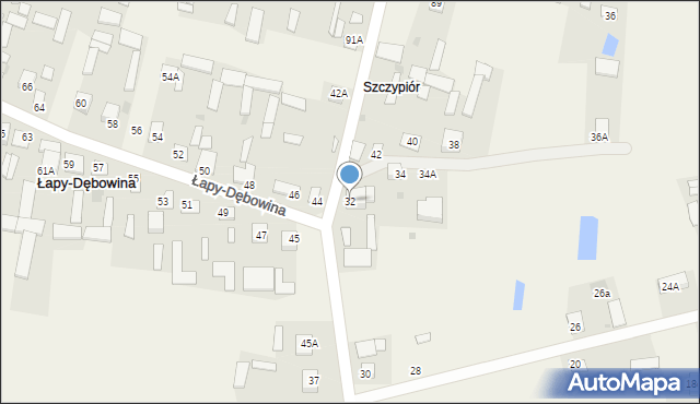 Łapy-Dębowina, Łapy-Dębowina, 32, mapa Łapy-Dębowina