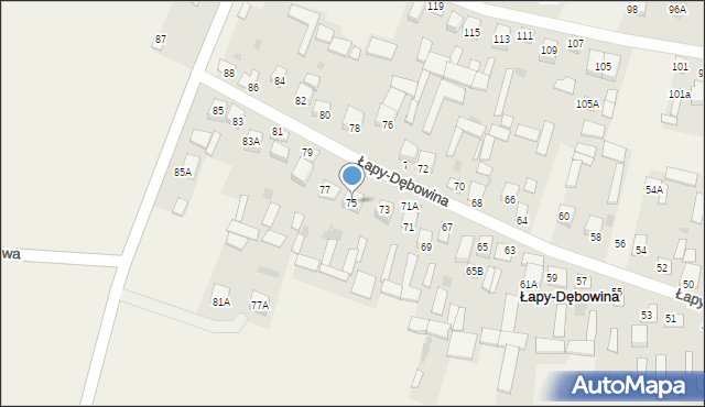 Łapy-Dębowina, Łapy-Dębowina, 75, mapa Łapy-Dębowina