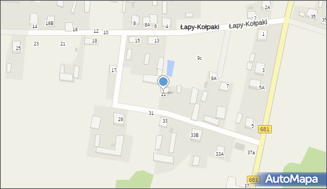 Łapy-Kołpaki, Łapy-Kołpaki, 11, mapa Łapy-Kołpaki